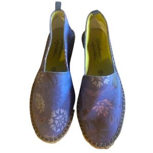 Gudrun Sjoden Patterned Periwinkle Flat Espadrilles, EU Size 36, US Size 6.